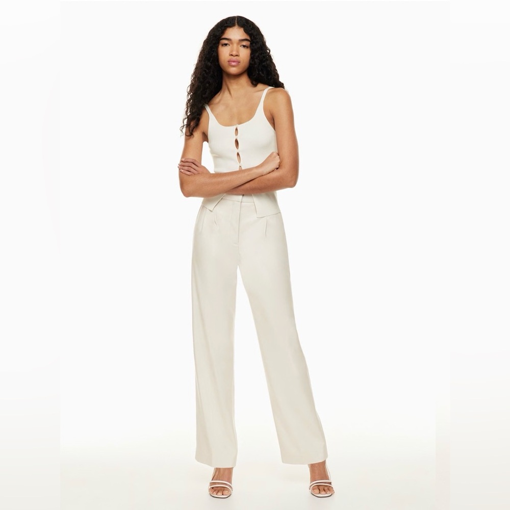 Aritiza Wilfred Effortless Pant White High Waisted Wide Leg Trouser Size 00🤍
